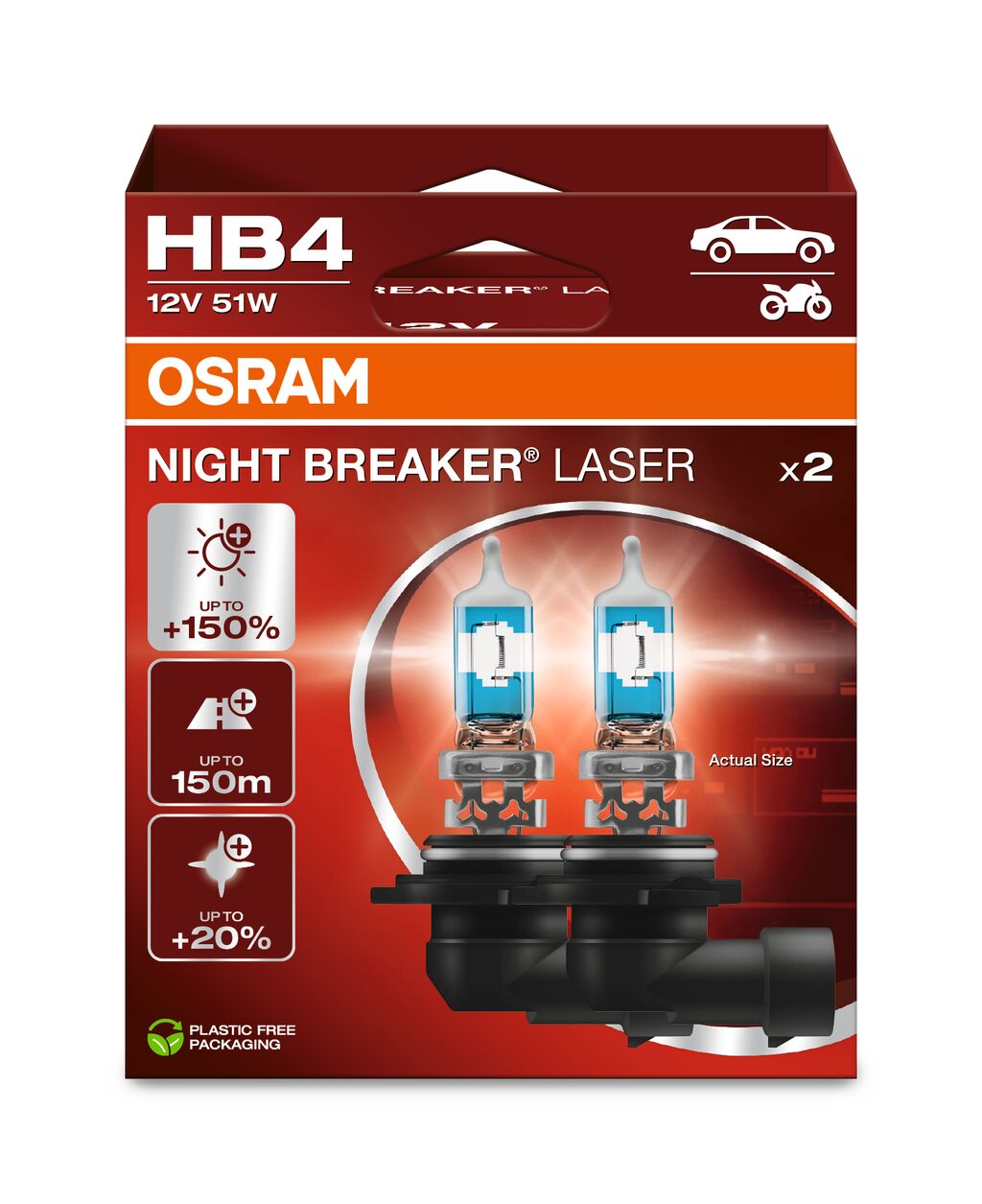 Osram Night breaker laser +150% HB4 51w 2db