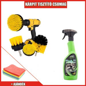 Fúróba fogható kárpittisztító kefe szett és kárpittisztító spray csomag