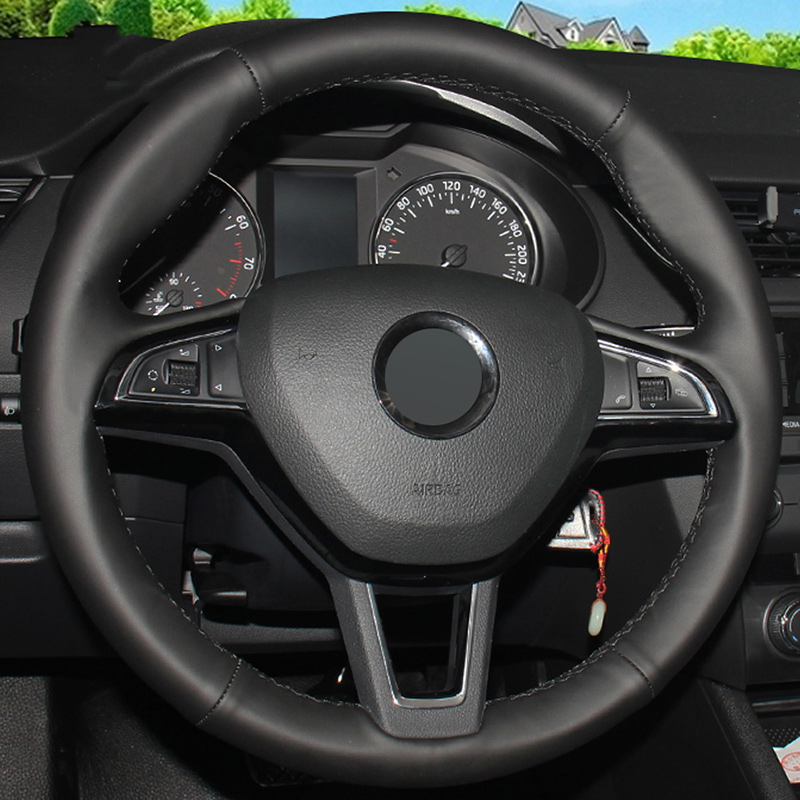 Skoda bőr kormányvédő – méretpontos, varrható kivitel Octavia Fabia Fabia Rapid - Image 4