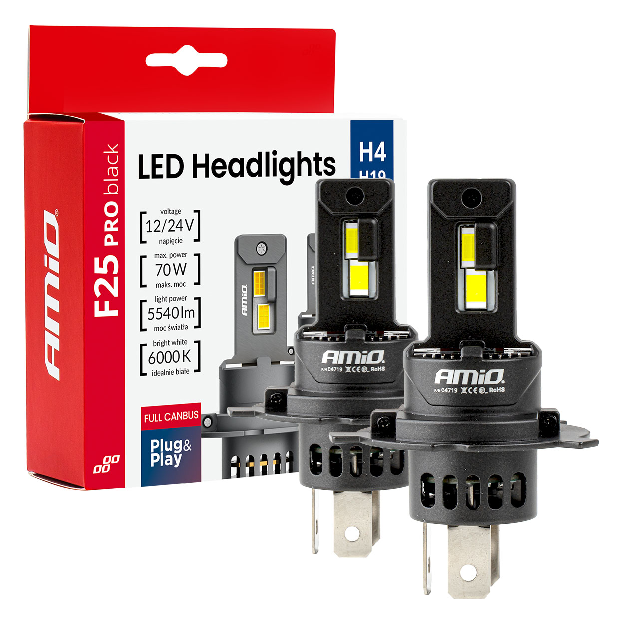 H19 LED F25 PRO BLACK Series – 12/24V FULL CANBUS