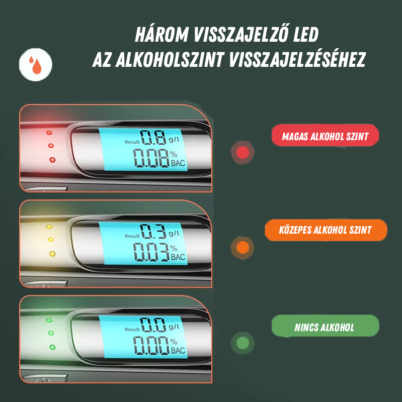 Digitális alkoholszonda – újratölthető, LCD kijelzővel - Image 2
