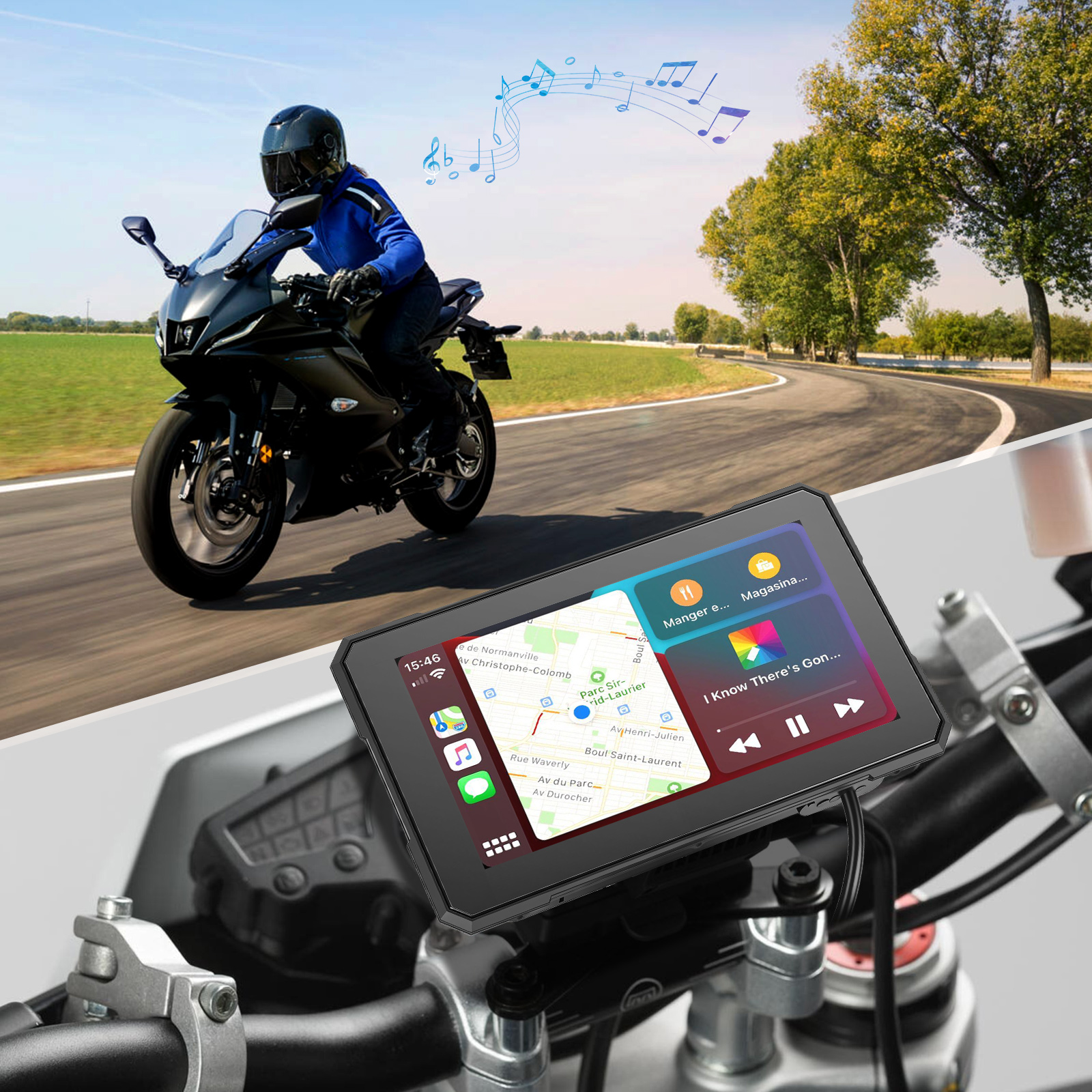 Motoros CarPlay kijelző 5" – Vezeték nélküli Apple CarPlay és Android Auto - Image 10