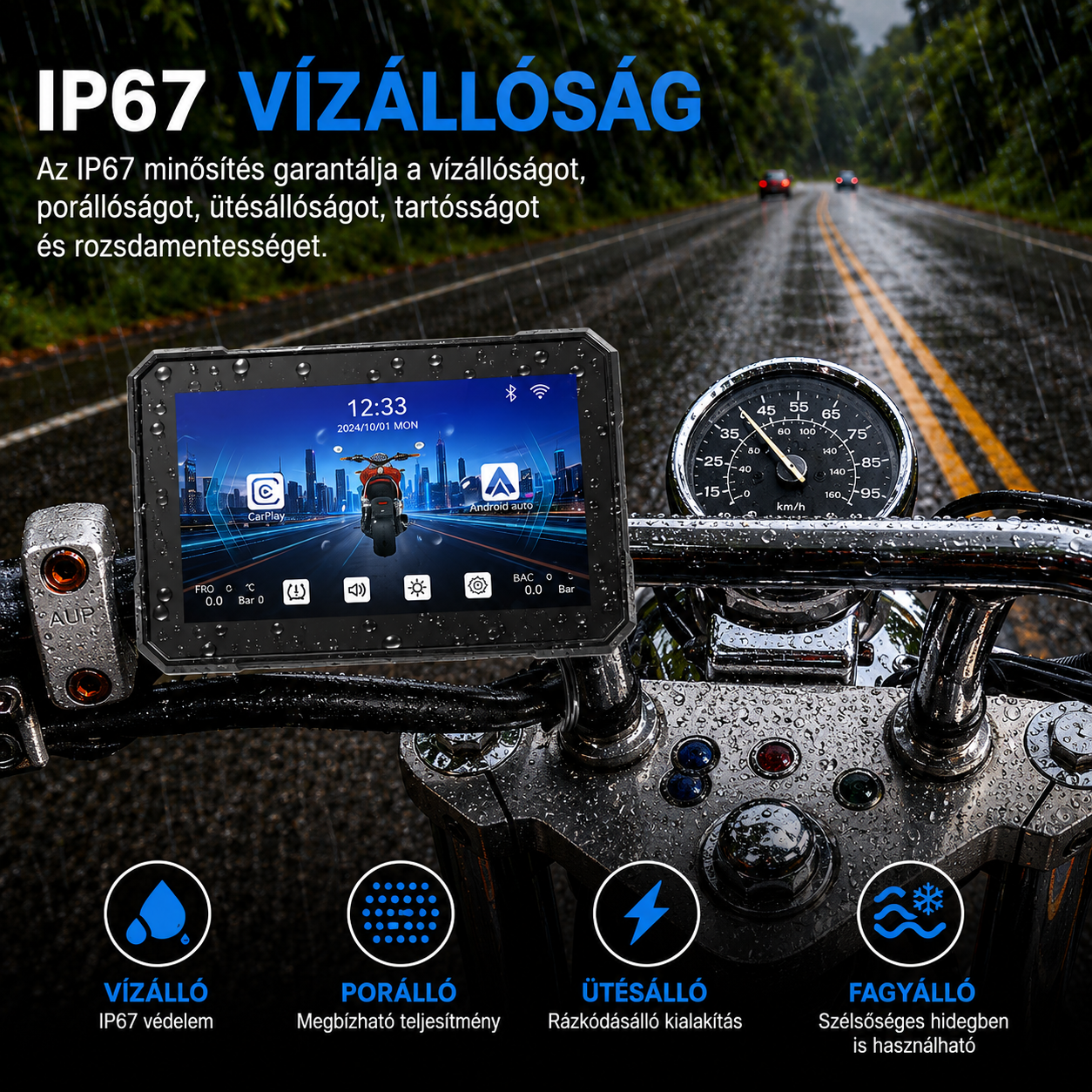 Motoros CarPlay kijelző 5" – Vezeték nélküli Apple CarPlay és Android Auto - Image 9