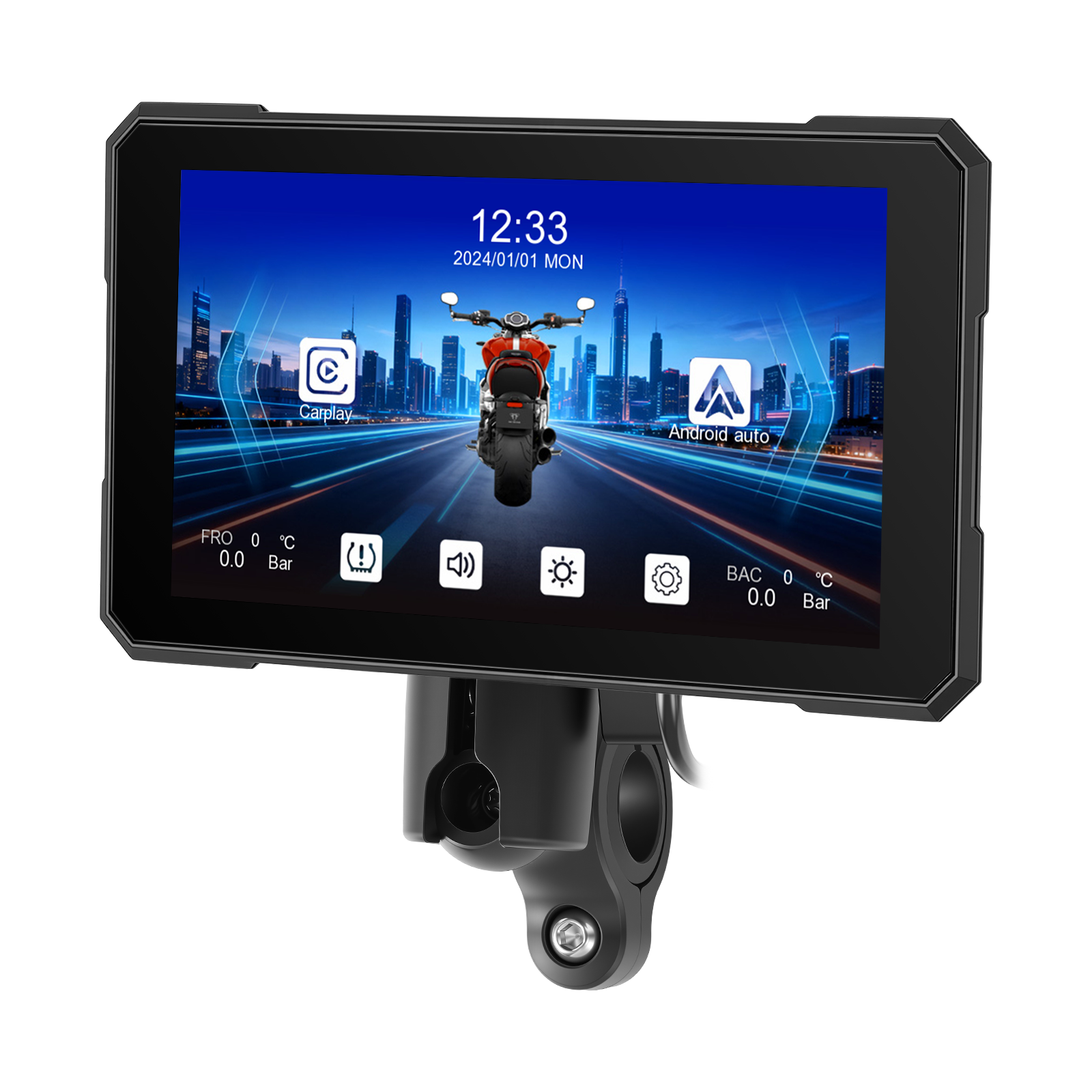 Motoros CarPlay kijelző 5" – Vezeték nélküli Apple CarPlay és Android Auto - Image 3