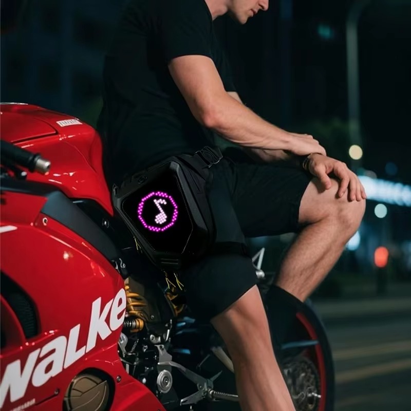 LED kijelzős motoros combtáska – Bluetooth APP vezérléssel, RGB kijelzővel - Image 5