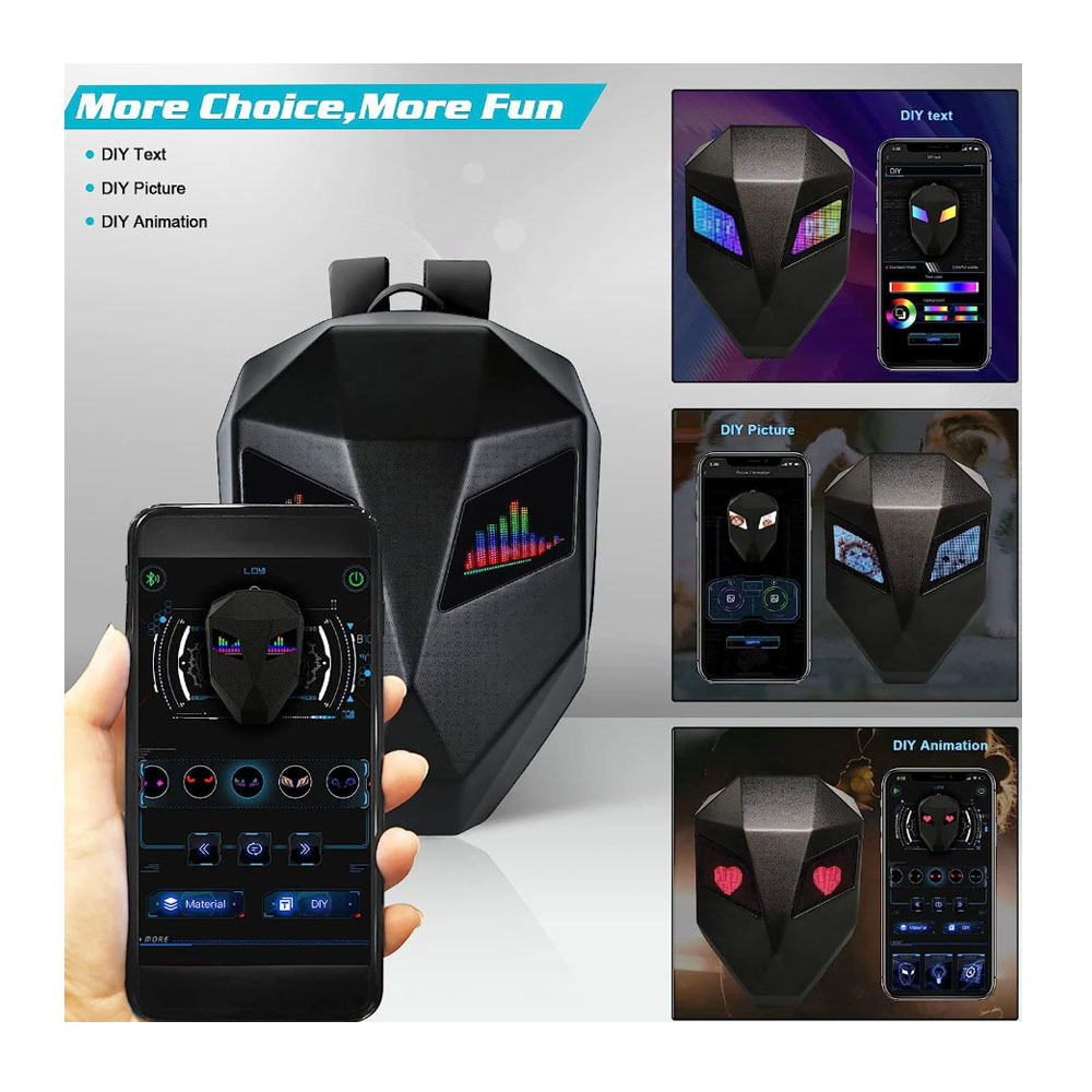 LED kijelzős motoros hátizsák – Bluetooth APP vezérléssel, RGB kijelzővel - Image 7