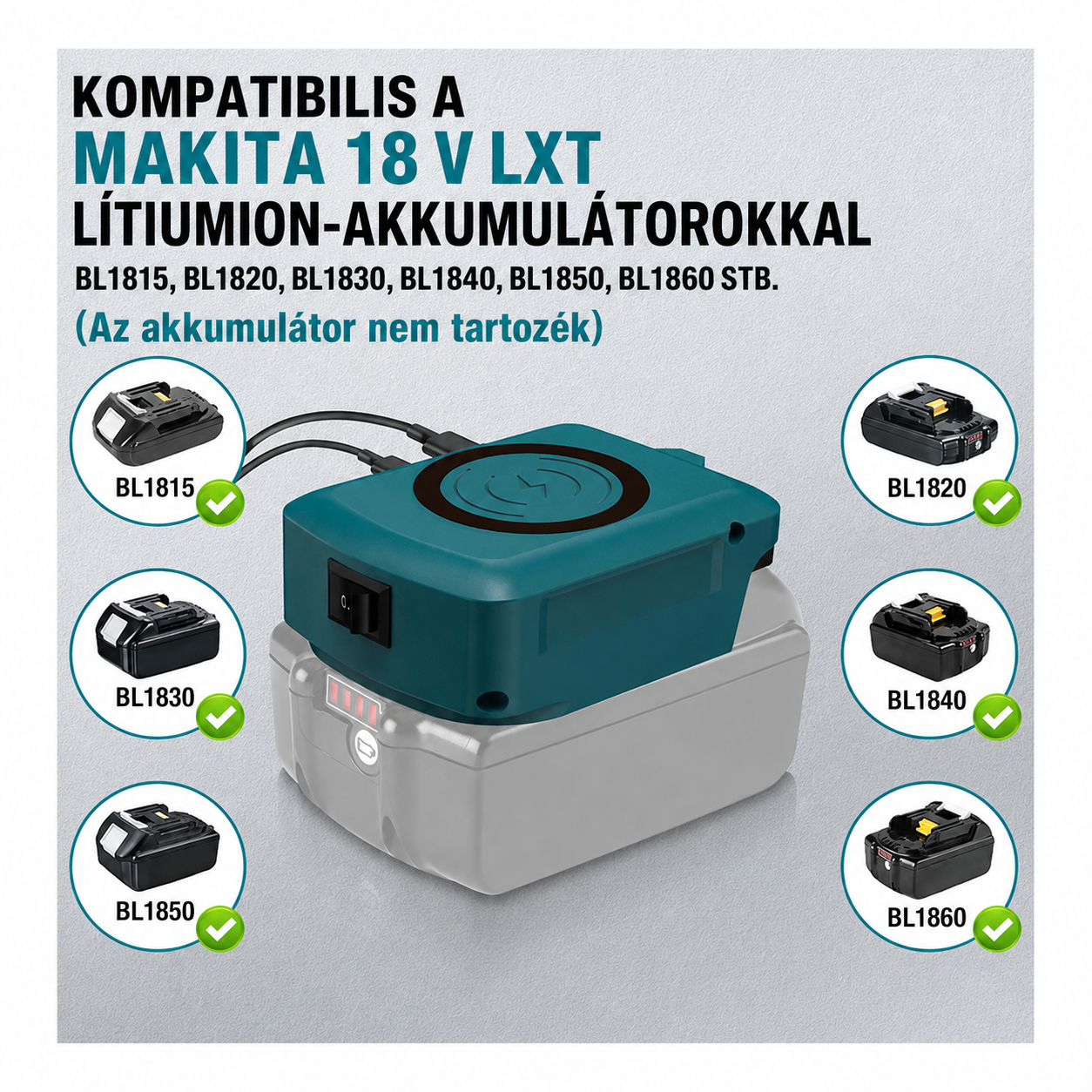 Makita akkumulátor kompatibilis vezeték nélküli gyorstöltő adapter - Image 4