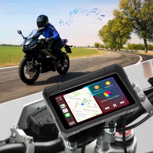 Motoros CarPlay kijelző 5" – Vezeték nélküli Apple CarPlay és Android Auto, első és hátsó kamerával