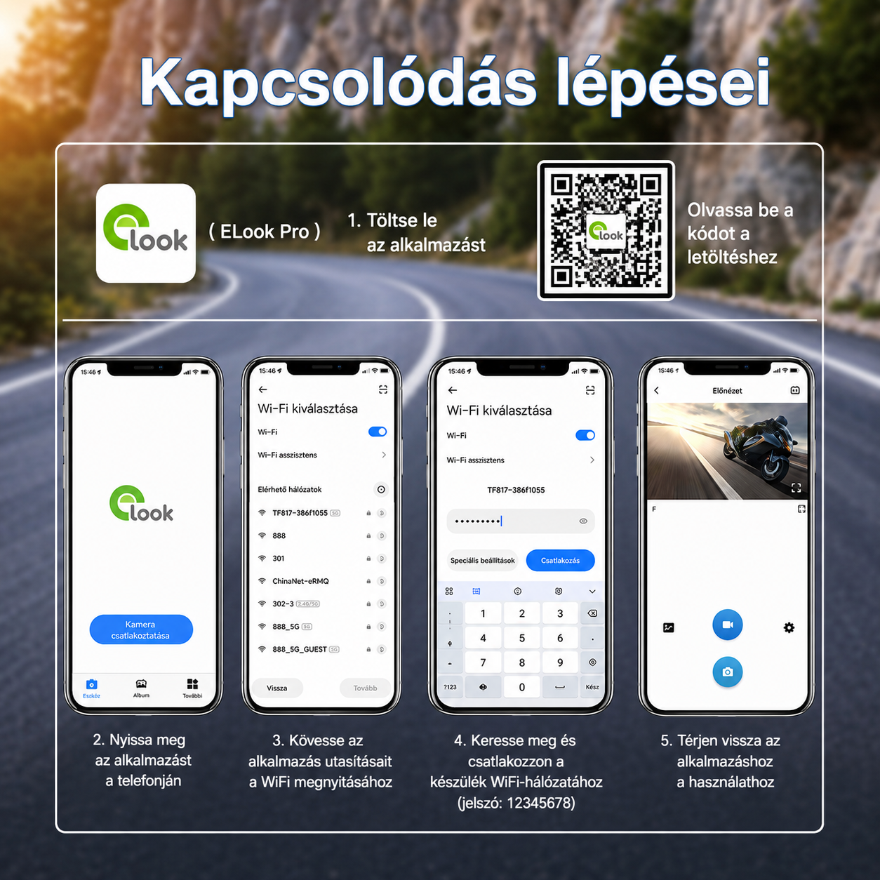 Motoros CarPlay kijelző 5" – Vezeték nélküli Apple CarPlay és Android Auto, első és hátsó kamerával - Image 8