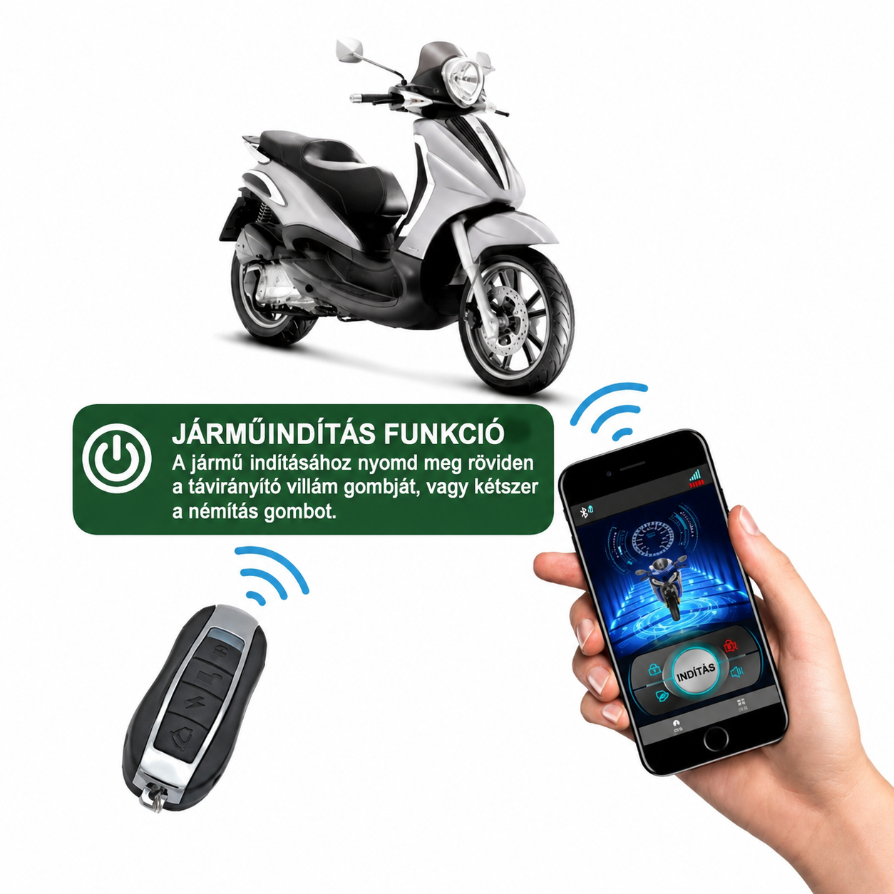 Motoros riasztó távirányítóval – Indításgátló és távoli motorindítás funkcióval - Image 2