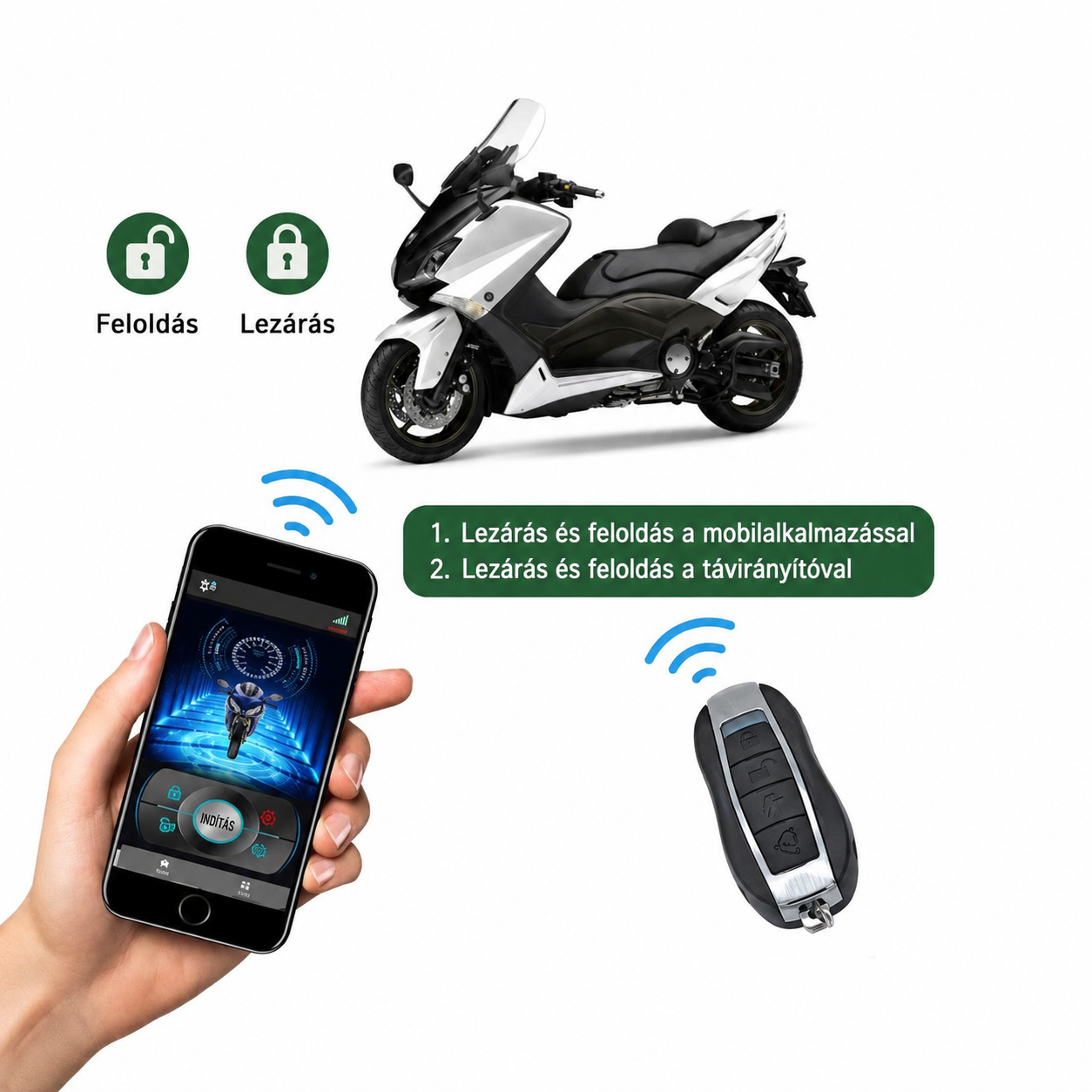 Motoros riasztó távirányítóval – Indításgátló és távoli motorindítás funkcióval - Image 4