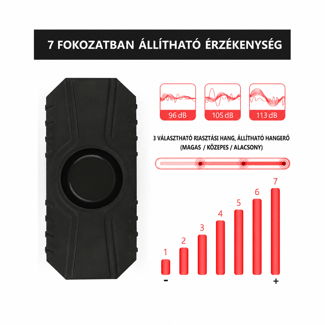Motoros vezeték nélküli riasztó távirányítóval – 113 dB, IP55 - Image 5